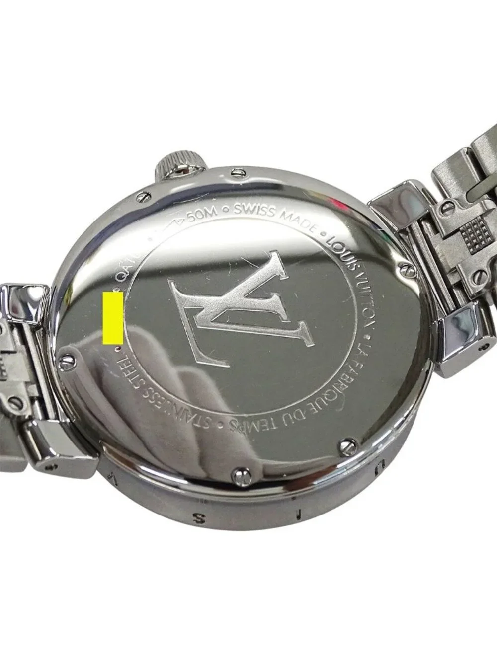 Louis Vuitton Watch Tambour Moon Dual Time Quartz Stainless Steel Silver